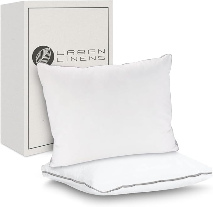 Set of 2 Bed Pillows for Sleeping Queen Size | Luxury Hotel Quality Gusseted Pillow | Premium Alternative Microfiber Filled | Pillow for Back, Stomach or Side Sleepers