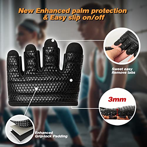RYMNT Minimal Workout Gloves,Short Micro Weight Lifting Gloves Grip Pads with Full Palm Protection & Extra Grip for Men Wo...