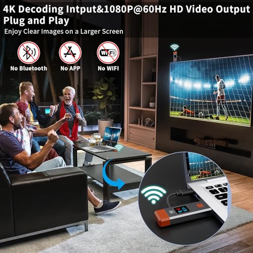 Wireless HDMI Transmitter and Receiver 328ft/100m Extender 4K Decode Input 1080P Output Plug&Play Portable 2.4G/5.8G for V...
