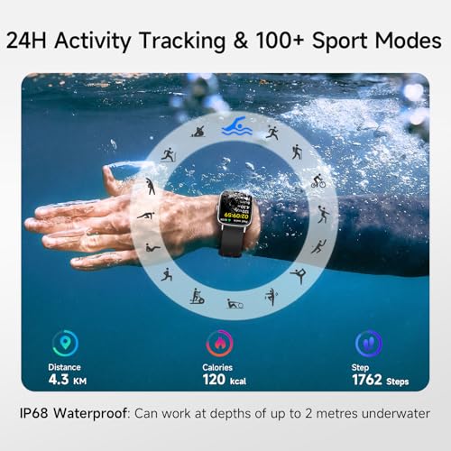 Smart Watch for Men Women, 1.85" HD Smartwatch Compatible iPhone/Samsung/Android (Answer/Make Calls), 100+ Sport Modes Fit...