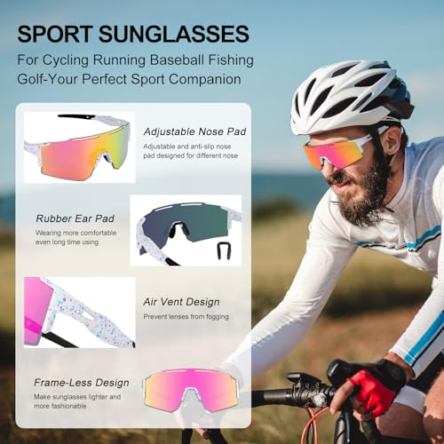 IX INOXTO Sports Sunglasses for Men Women Cycling Sunglasses Lightweight TR90 Frame UV400 Protection Goggles for Baseball Run