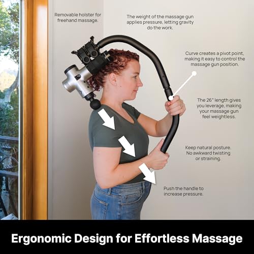 BackBadger Flex Massage Gun Holder for Hard to Reach Areas, Adjustable Ergonomic Handle, for Full-Body Muscle Pain Relief ...