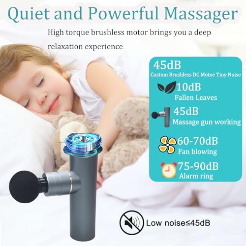 Mini Massage Gun for Pain Relief, Deep Tissue Percussion Muscle Massager with 4 Attachments, Rechargeable & Portable, Elec...