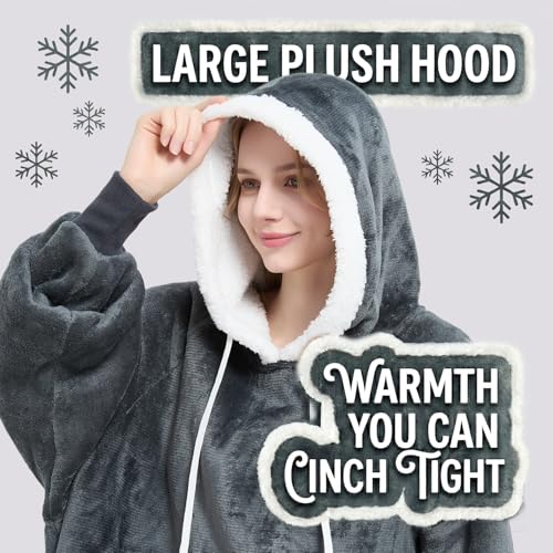 Qeils Wearable Blanket Hoodie for Women, Comfy Sherpa Sweatshirt Blanket as Birthday Christmas Gifts, Oversized Pullover J...