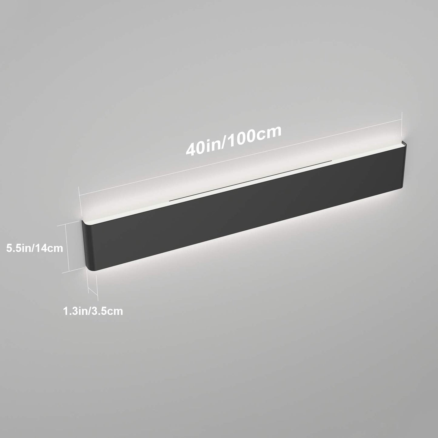 Ralbay Modern Black LED Vanity Light Fixtures, 39.3inch, Up and Down Bathroom Lighting, Cold White 6000K, Aluminum