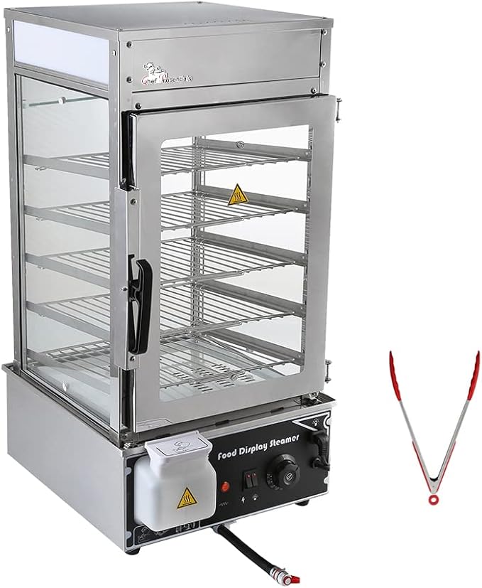 110 Volt Chef Prosentials Bun steamer electric food display automatic temperature control 5 layers display Stainless Steel Bun Steamer For Kiosk