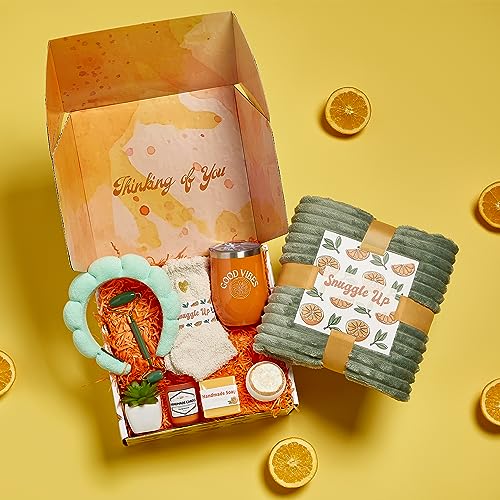 Get Well Soon Pre Made Gift Baskets for Women – Self Care Spa, Care Package with Blanket, Relaxing Collection, Cozy Kit, B...