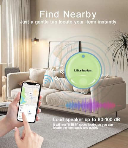 Ultrbeka Tracker 4 Pack Bluetooth Item Finder for iPhone – MFi Certified Smart Tracker Compatible with Apple Find My, Repl...
