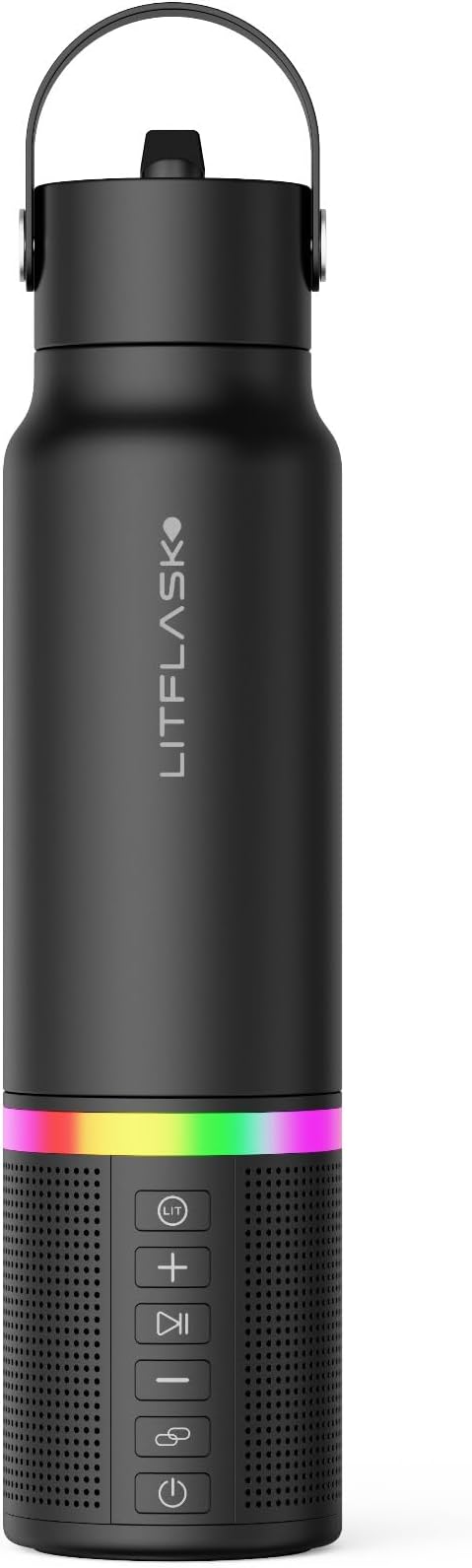 Smart Water Bottle with Premium Bluetooth Speaker, Portable Charger, LED Light, Hands-Free Mic, Insulated Stainless Steel, Straw Lid, BPA-Free, 20oz - Mix & Match Colorways
