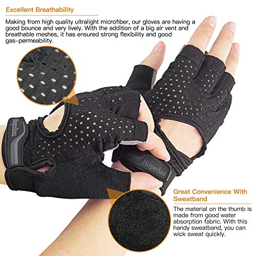 Hopedas Workout Gloves Weight Lifting Gloves Palm Support Protection for Men Women, Exercise Gloves Sports for Training, F...