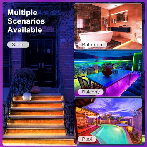 DAYBETTER Waterproof Led Lights for Bedroom, 32.8ft (2 Rolls of 16.4ft) Led Strip Lights, 300 LEDs Color Changing RGB 44 K...