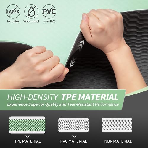 CAMBIVO Yoga Mat for Women Men Kids, 1/3 & 1/4 & 2/5 Inch Extra Thick Yoga Mat Non Slip, 72" x 24" TPE Yoga Mats, Workout ...