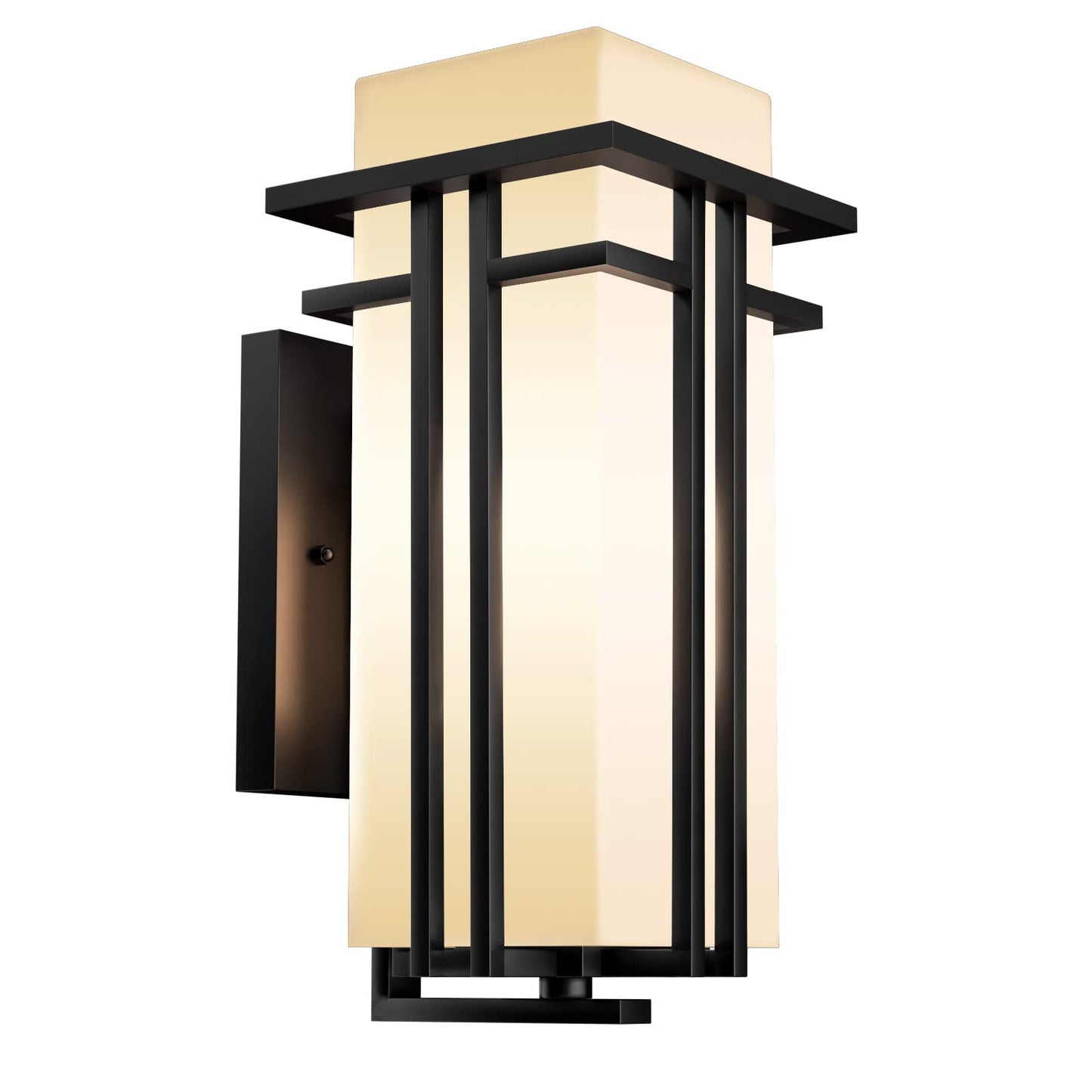 Yoenecea Outdoor Wall Lights, Modern Aluminum & Frosted Glass, 14.6H, Black, Model Yx-Bd01, Ideal For Porch, Garage, Patio Lighting