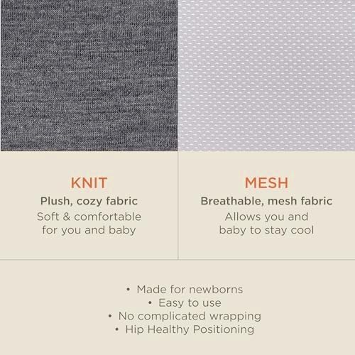 Ergobaby Embrace Baby Carrier Newborn to Toddler - Lightweight Ergonomic Baby Carriers - Cozy Essentials (7-25 Pounds), Soft Air Mesh, Soft Grey