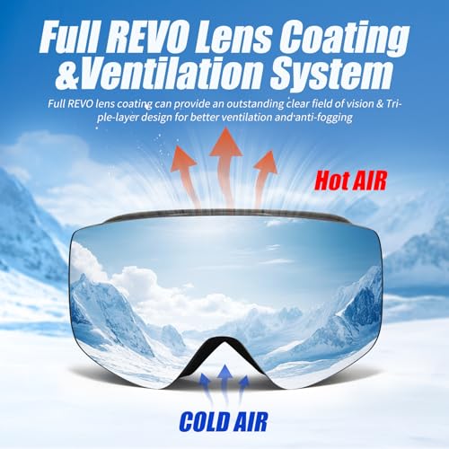 JQF Gear Ski Goggles OTG Snow/Snowboard Goggles Snowboarding Goggles Over Glasses Ski Goggle for Men Women Adult
