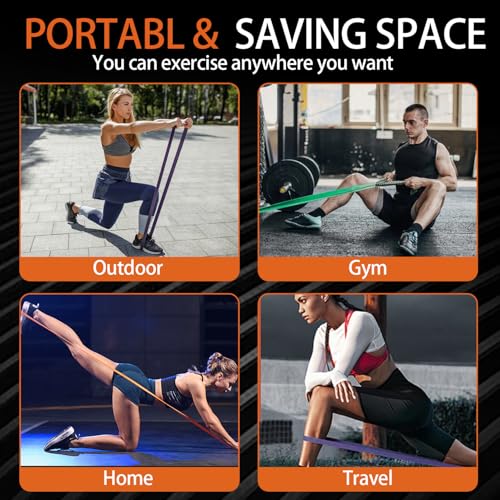 Heavy Duty Resistance Bands Set, 4 Resistance Levels 25-175LBS, 82 Inch Natural Rubber Workout Bands for Home Gym Travel, ...
