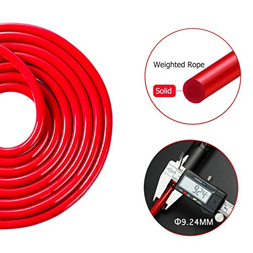 Redify Weighted Jump Rope for Workout Fitness(1LB), Tangle-Free Ball Bearing Rapid Speed Skipping Rope for MMA Boxing Weig...