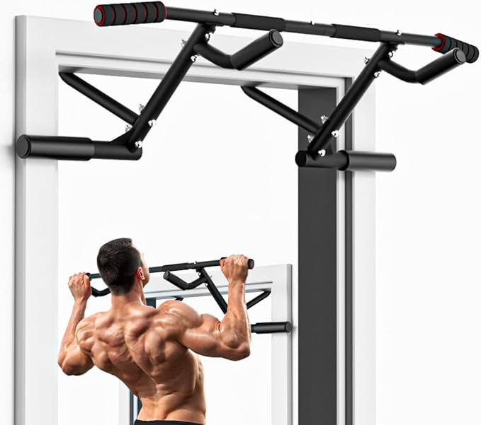 ONETWOFIT 2025 Upgrade Multi-Grip Pull Up Bar for Doorway - 460 lbs Heavy Duty Chin-Up Bar for Home Gym Exercise, Door Fra...