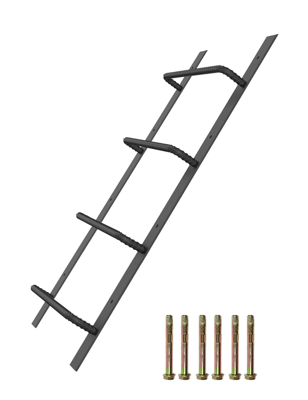 4-Rung Window Well Ladder, Heavy Duty Steel Basement Egress Ladder, Fire Escape Ladder for Emergency Home Safety(45.2" Lx17.9 W, Straight, Matte Black)