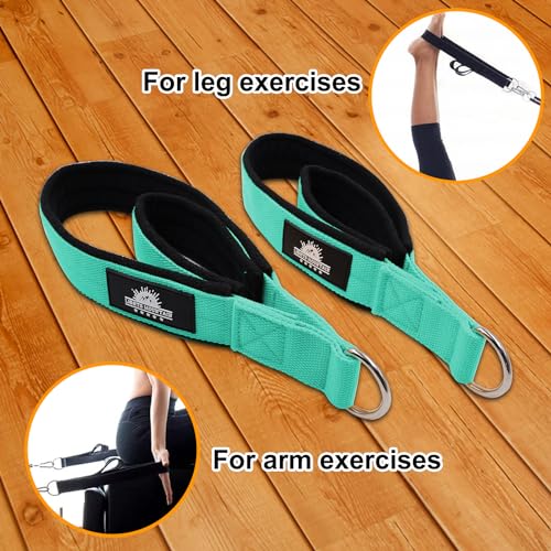 Lights Mountain Durable Pilates Double Loop D-Ring Straps - Padded Handles for Reformer, Yoga & Home Gym Workouts