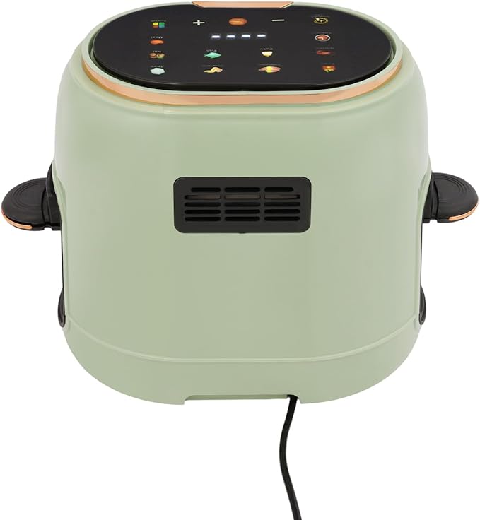 4.2QT/4L Air Fryer, Long Tray Design, Visible Glass Air Fryer, Temperature Control, 1-120min Timer, Touch Screen,1350W, Cook Shrimp, Steak, Fries, Wings, Chicken, Cake & More (Green)