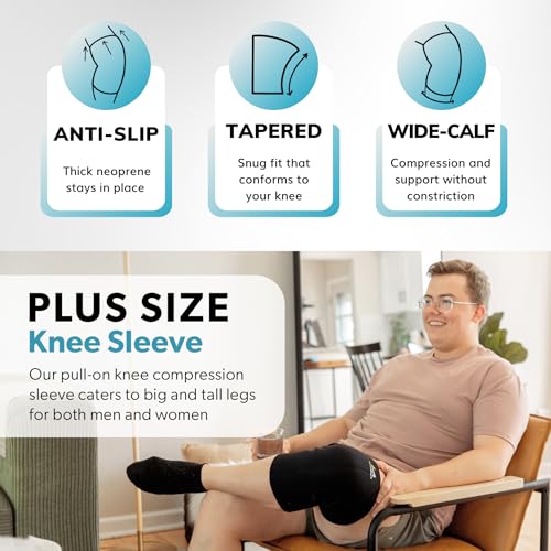 BraceAbility Plus Size Neoprene Knee Sleeve - Compression Support Brace for Bariatric Women or Men with Arthritis Joint Pa...