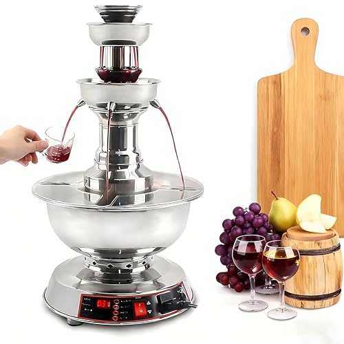 RoyceBee 3-Tier Cocktail Fountain Machine, Electric Party Fountain Drink Machine with 0-100° Temperature Adjustment and 3....