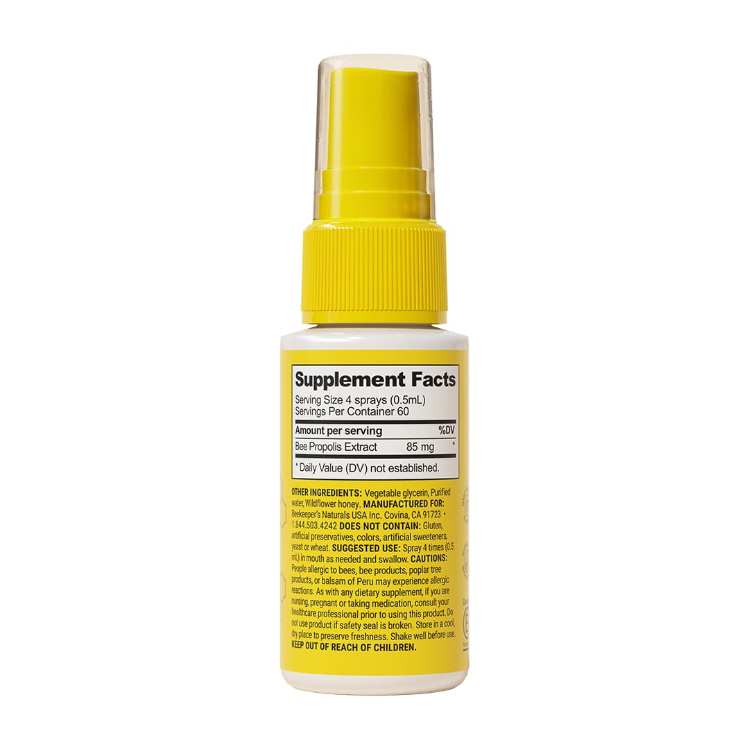 Beekeeper's Naturals Propolis Throat Spray, Natural Immune Support & Sore Throat Relief - Antioxidants, Keto, Paleo, Gluten-Free, 1.0 oz (Pack of 2)