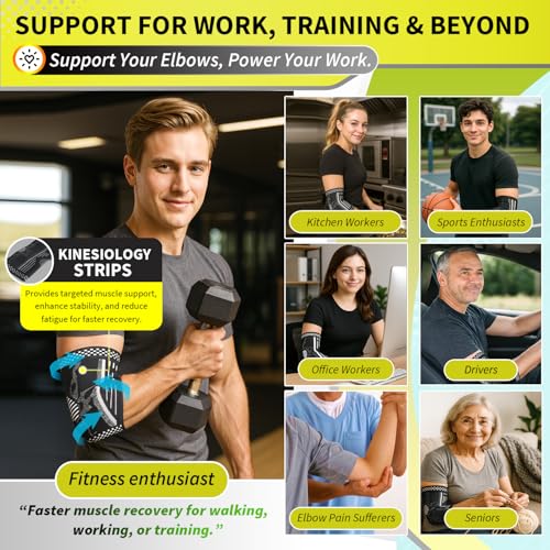 BLITZU Elbow Compression Sleeve for Tendonitis 2 Pack, Tennis Elbow Brace Support for Men and Women Golfers Elbow Pain Rel...