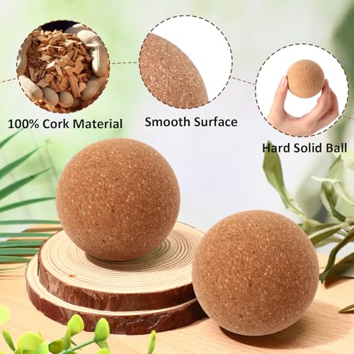 Seenelling 20 Pcs Cork Massage Ball 2.5 Inch Solid Hard Myofascial Release Yoga Ball for Back Foot Neck Pain Therapy Porta...