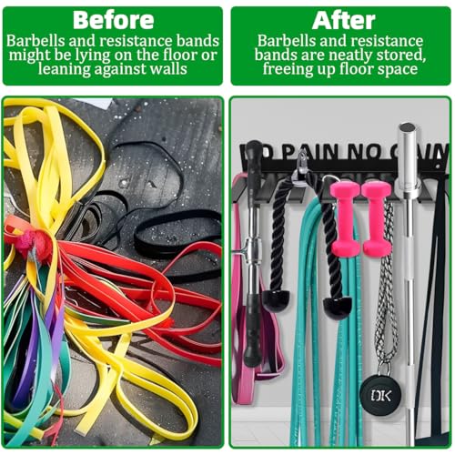 Home Gym Accessories Organization Storage Rack Equipment For Home 8 Hook Wall Hanger Display Gear Barbells Resistance Band...
