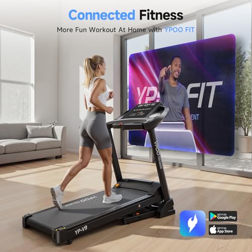 Treadmills for Home with Incline, Auto Foldable Running Treadmills, 8.0 MPH Walking Pad Treadmill with Bluetooth, 300 lbs ...