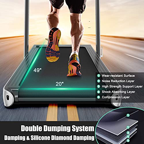 Goplus 2 in 1 Folding Treadmill, 4.75HP Superfit Under Desk Electric Treadmill with APP Control, LED Touch Screen, Blue To...