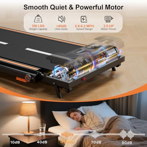 Incline Walking Pad Treadmill, 2.5HP Foldable Walking Pads, Compact Treadmill for Small Spaces Home Office with Handle Bar...