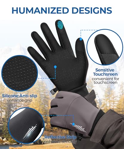 rivmount Water-Resistant Winter Gloves Touch Screen, Women Men Thermal Warm Gloves Suit for Cold Weather Running, Cycling,...