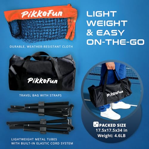 PIKKOFUN Mini Pickleball Net (5 FT Wide), Small Portable Dink Practice Net for Indoor & Outdoor, 60-Second Tool-Free Setu...