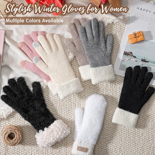 Pleneal Winter Gloves for Women, Warm Touchscreen Texting Knit Fleece Lined Thermal Glove for Cold weather