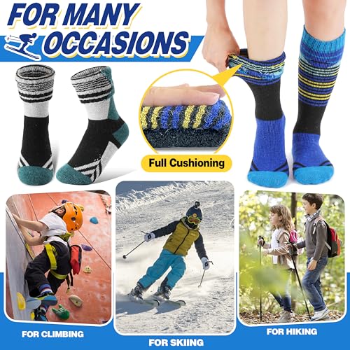 ANTSANG Kids Merino Wool Ski Socks 3 Pairs Boys Girls Thermal Warm Thick Winter Cushioning Socks for Snowboarding Skiing