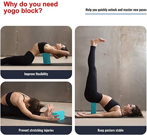 Pigbajie Yoga Blocks 9x6x3, 2 Pack High Density Yoga Brick Foam Blocks to Improve Strength, Flexibility and Balance, Light...