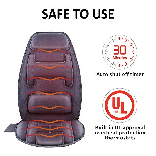 Snailax Massage Seat Cushion with Heat - Extra Memory Foam Support Pad in Neck and Lumbar,10 Vibration Massage Motors, 2 H...