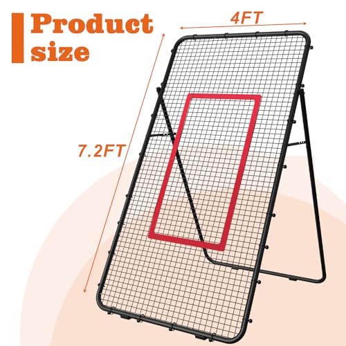 Adjustable Volleyball Rebounder Net 7x4 FT, Steel Frame & High-Tension PE Netting, Durable & Portable Volleyball Training ...