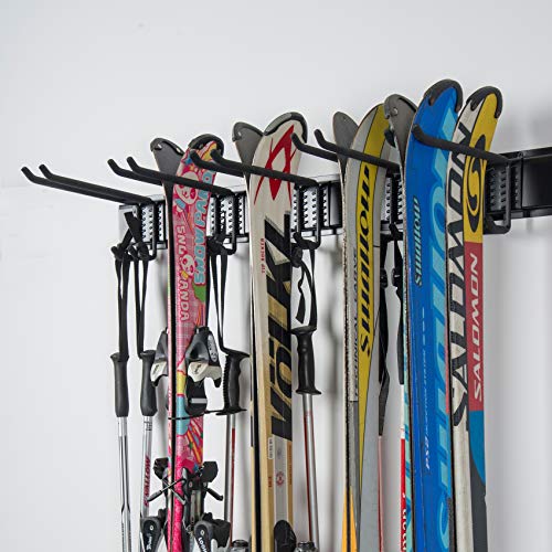 WALMANN Garage Storage Organization System Ski Wall Rack Up to 10 Pairs of Skis Mount Hanger Home Shed and Garage Snowboar...
