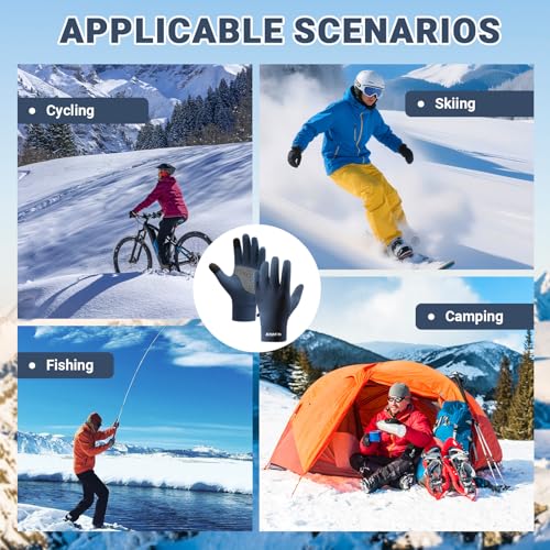 Running Gloves for Men and Women Winter Touch Screen Gloves Lightweight Thermal Liner Gloves with Anti Slip Silicone Palm ...