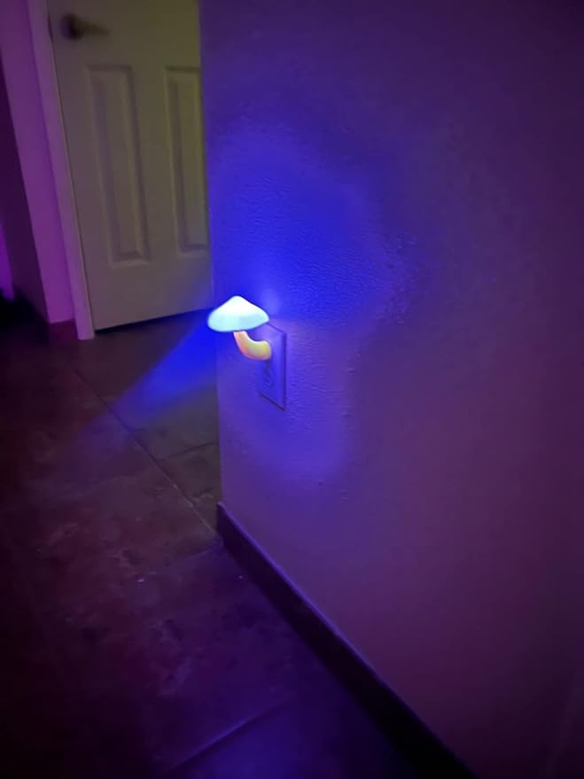2Pack Sensor LED Night Light Plug in Lamp Mushroom Nightlight Cute Night Lights for Adults Kids Bedroom, Bathroom,Toilet,Hallway,Stairs,Kitchen Blue