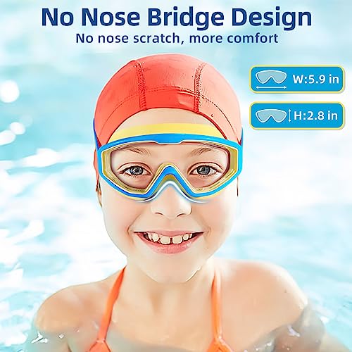 Freela Goggles for Kids Toddler 3-15, Anti Fog No Leak Clear Swim Goggles for Boys Girls Pool Beach Swimming