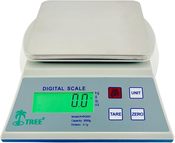 Tree KHR502 High Resolution Kitchen Scale - 500g Capacity, 0.1g Precision, Tare & Hold Function, Durable Build, Ideal for Cooking & Baking (Gray)