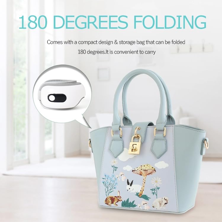 TLINNA Eye Massager with Airbag Kneading,Constant Temperature Hot Compress, Multi-Frequency Vibration and Bluetooth Music (Pearl White, Large)