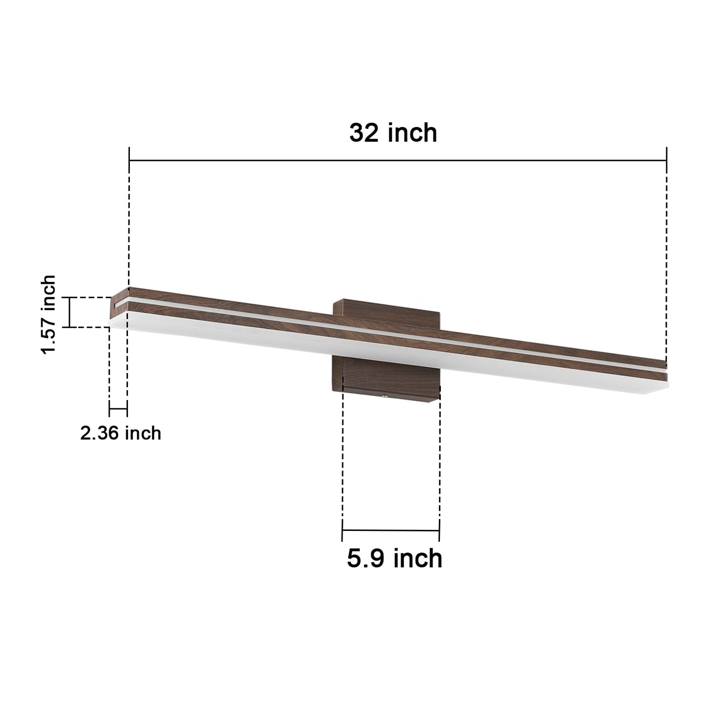 Sinerise 32-Inch Led Modern Bathroom Vanity Light Bar  Brown Modern Acrylic Bathroom Wall Lighting Fixtures Over Mirror (Cool White 6000K)