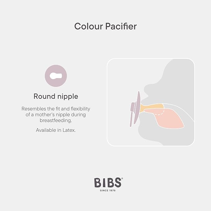 BIBS Colour Liberty Soother 2-Pack, BPA Free Dummy Pacifier, Round Nipple. Natural Rubber Latex, Made in Denmark, Size 2 (6-18 Months), June Blossom Vanilla Hush Mix