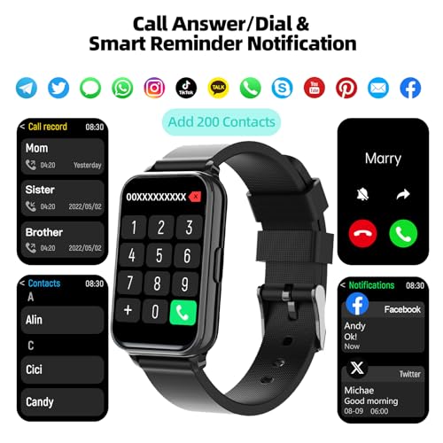 Smart Watch Fitness Tracker Make/Answer calls for Women Men with Heart Rate Blood Oxygen Sleep Monitor Sports Modes Step C...